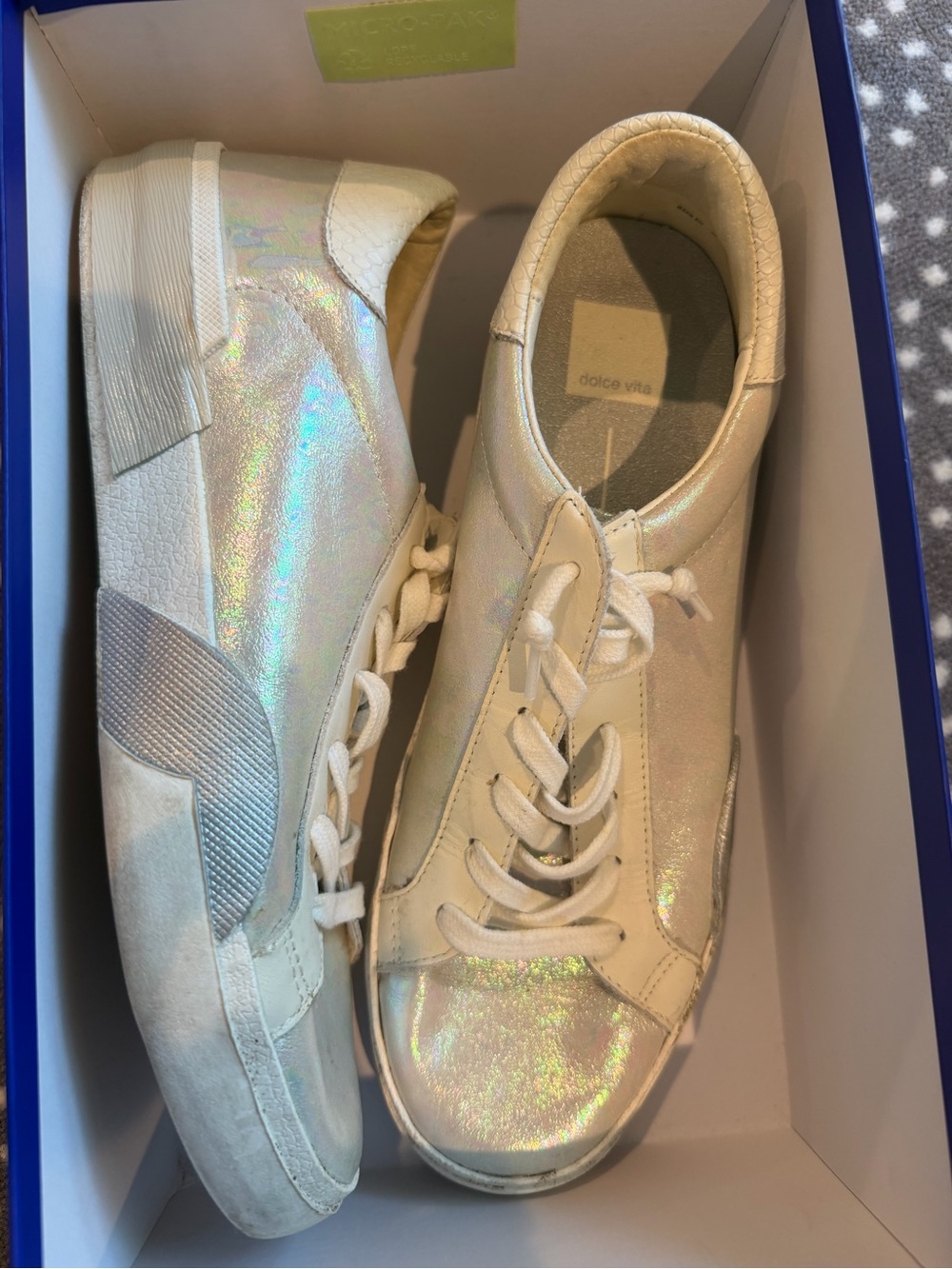 Dolce Vita Iridescent Pearl Lace-Up Sneakers